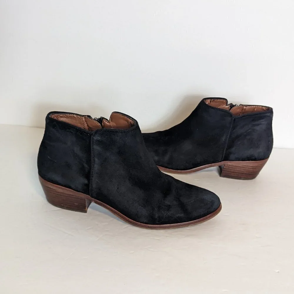 Sam Edelman‎ Western Petty Suede Boot Black Leather Boho Stagecoach 7.5